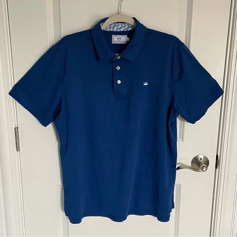 Southern Tide Blue Short Sleeve Polo Shirt - 35489